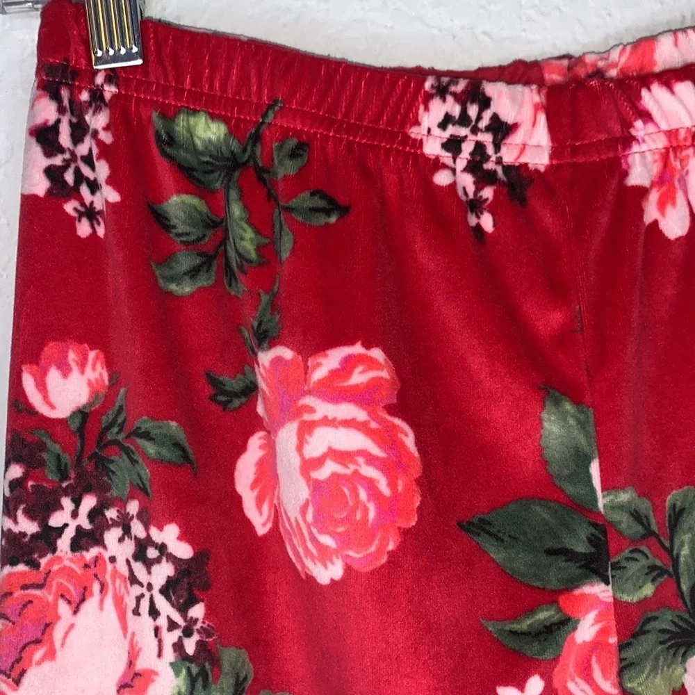 The Children’s Place Red Rose Velvet Velour Pants Elastic Waist Girls Size XL